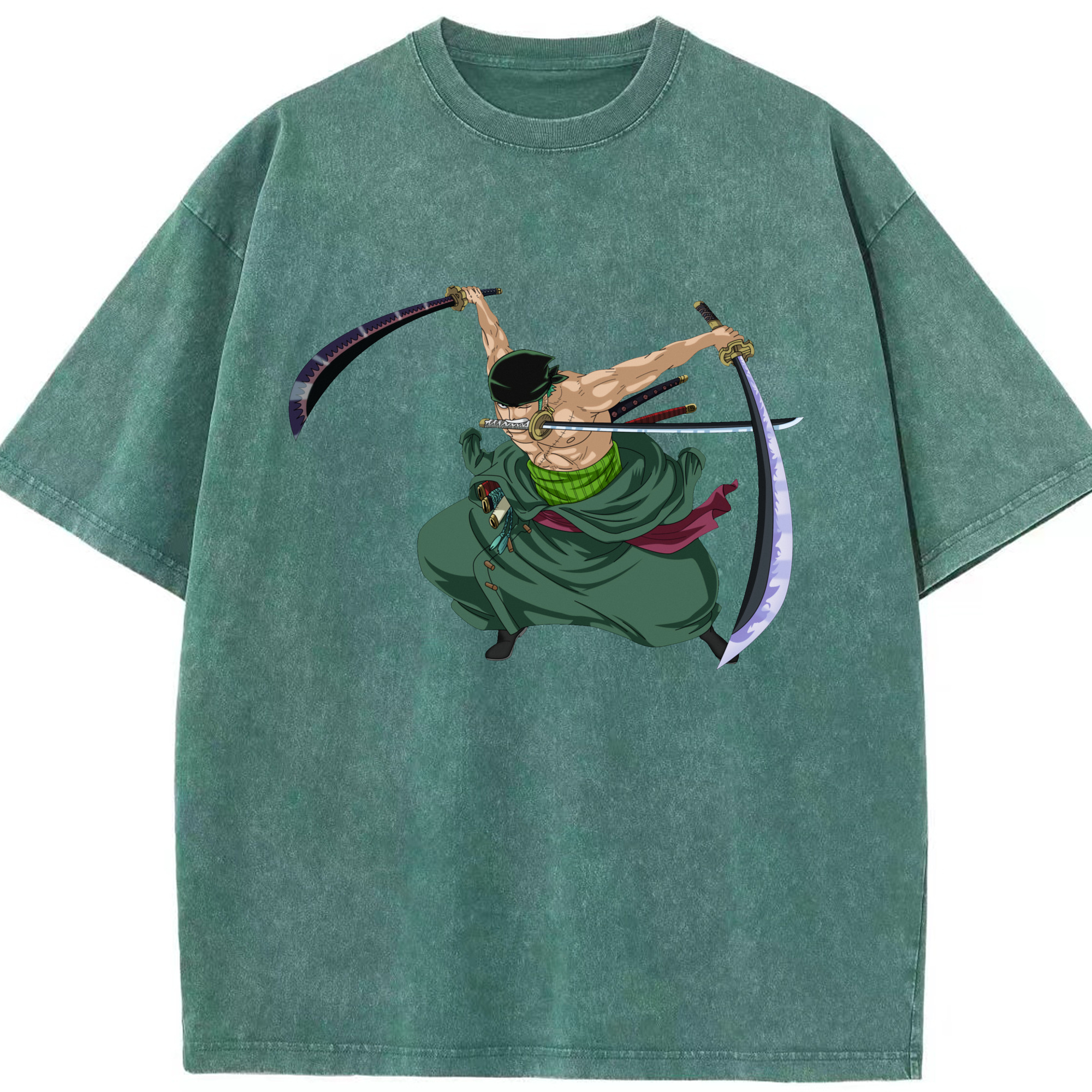 ワンピース ロロノア・ゾロ ONE PIECE Roronoa Zoro 綿100% ヴィンテージ風 半袖Tシャツ（フロントプリント）